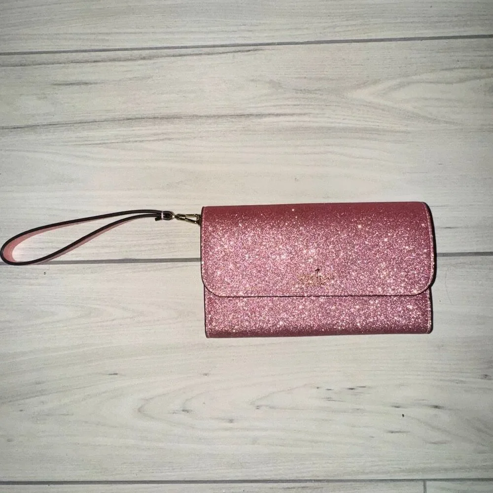 NWOT Kate Spade Glimmer or Tinsel Boxed Medium Phone Wristlet Wallet in a glitte